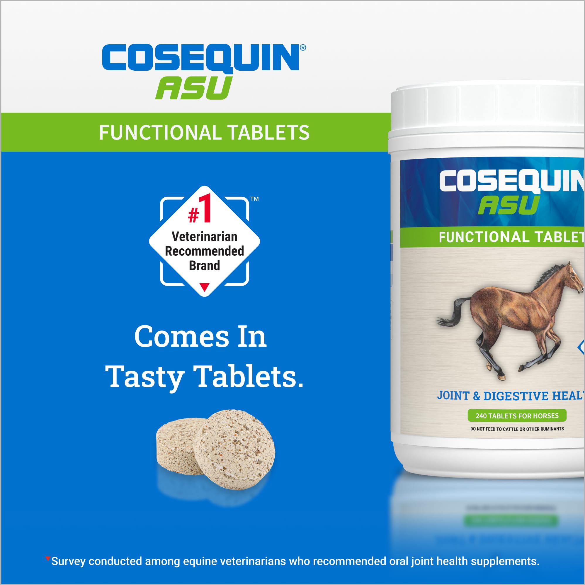 Nutramax Cosequin ASU Joint & Digestive Health Functional Tablets for Horses, 240 Tablets - Image 8