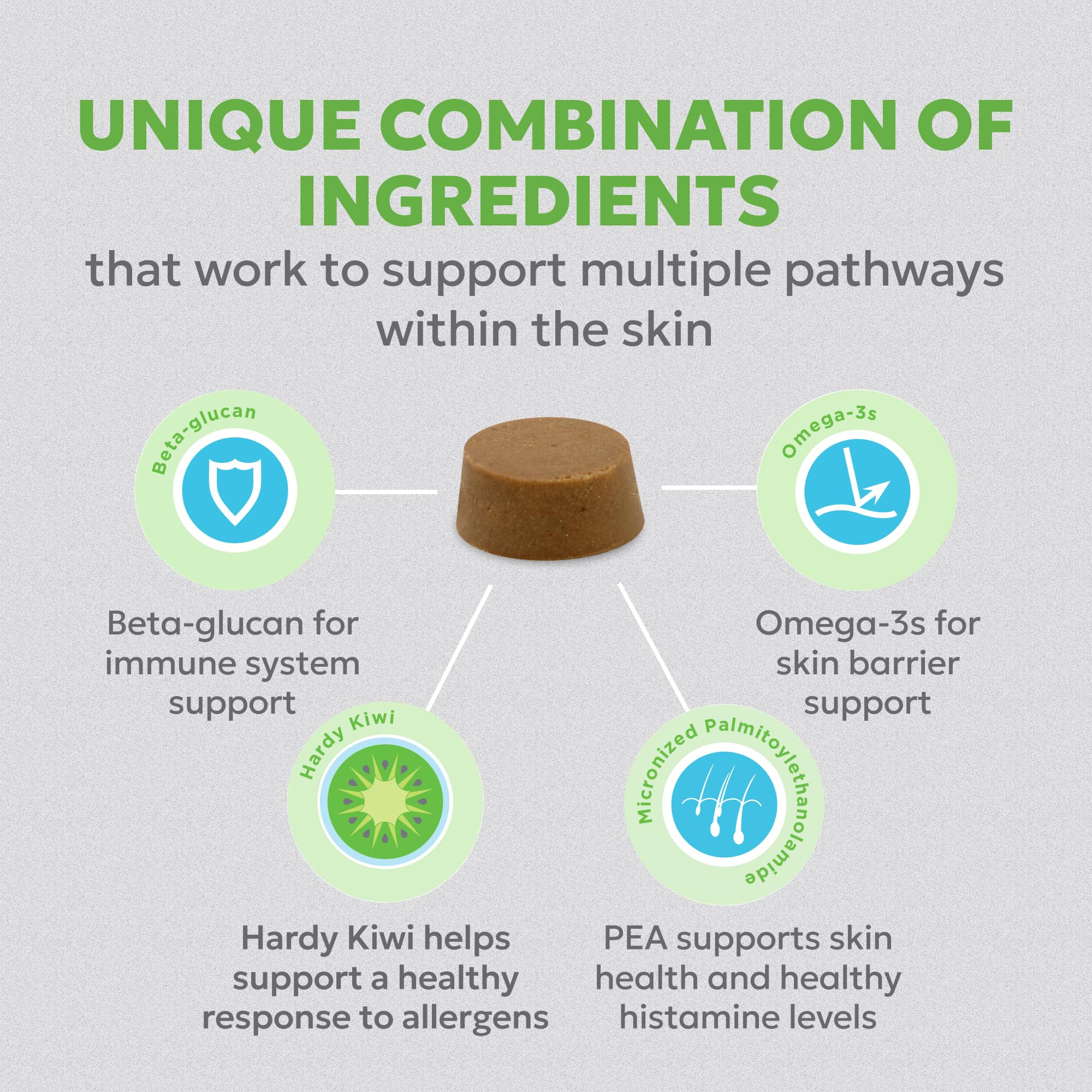 Nutramax Dermaquin Skin Support Supplement for Small to Medium Dogs and Cats, Supports Healthy Response to Allergens, with Hardy Kiwi, Omega-3s, and More, Tasty Soft Chews, 60 Count - Image 5