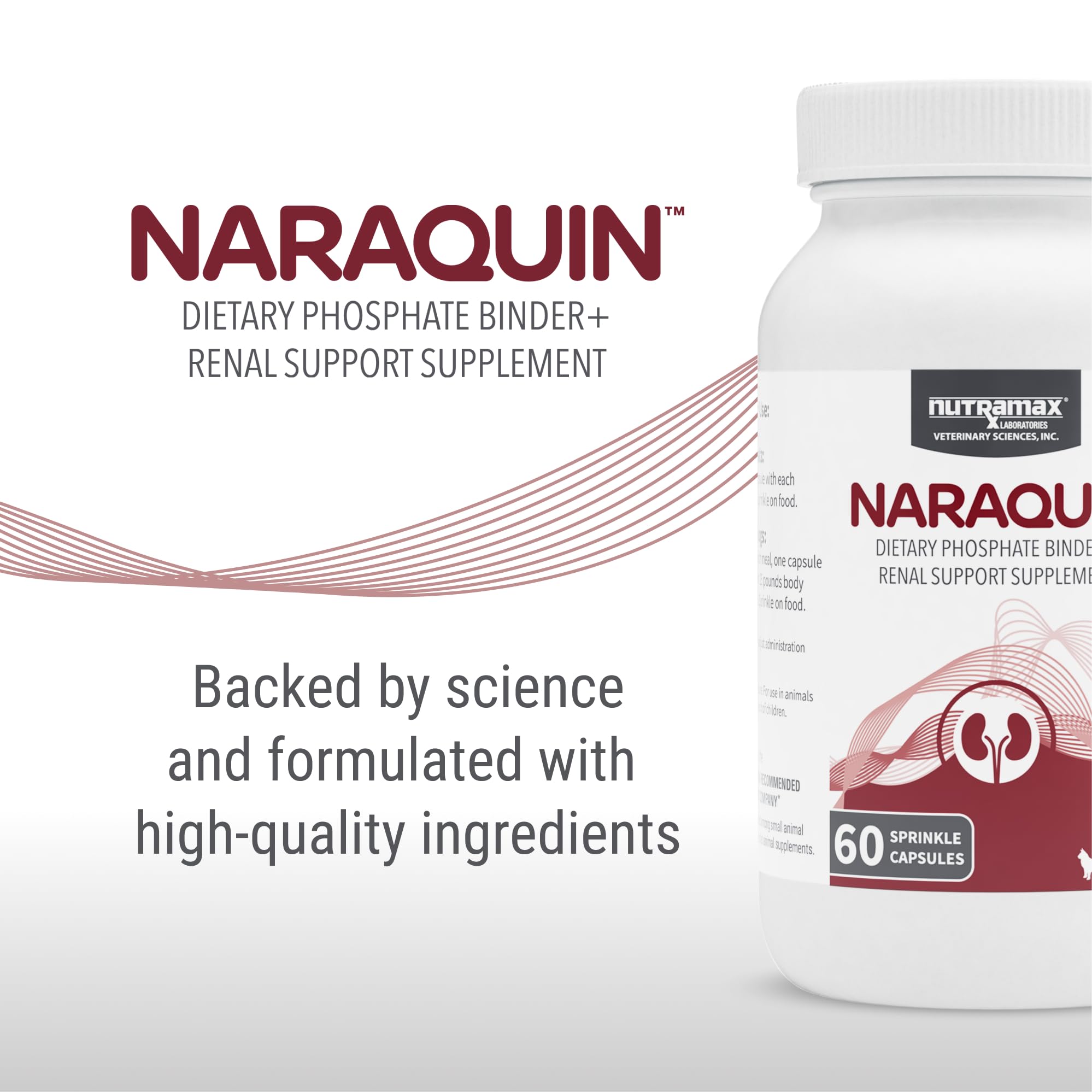 Nutramax Laboratories NARAQUIN™ Dietary Phosphate Binder + Renal Support Supplement for Cats & Dogs, 60 Count - Image 3