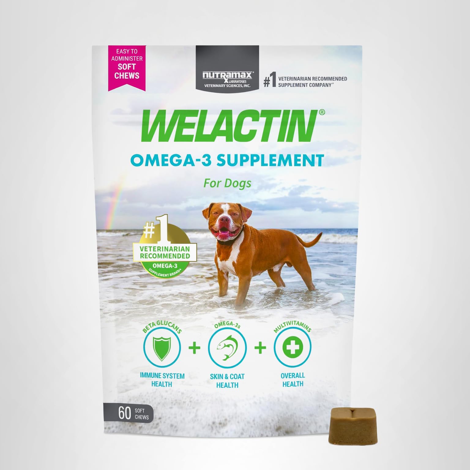 Nutramax Welactin Omega 3 Fish Oil for Dogs, Skin and Coat Health Supplement, Plus Immune and Overall Health, Premium Omega 3 Fatty Acids, Multivitamin For Dogs, Soft Chews, 60 Count - Image 9